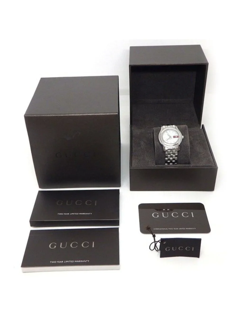 Gucci Watch Class Sherry Line White Dial Date SS Quartz Analog